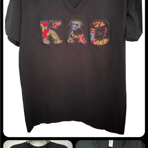Black KAPPA ALPHA THETA KAO Sorority MultiColor Embroidered  tshirt Medium CUTE!
